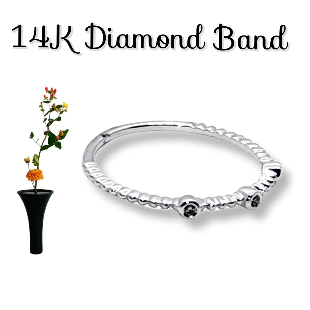 14K White Gold Diamond Band